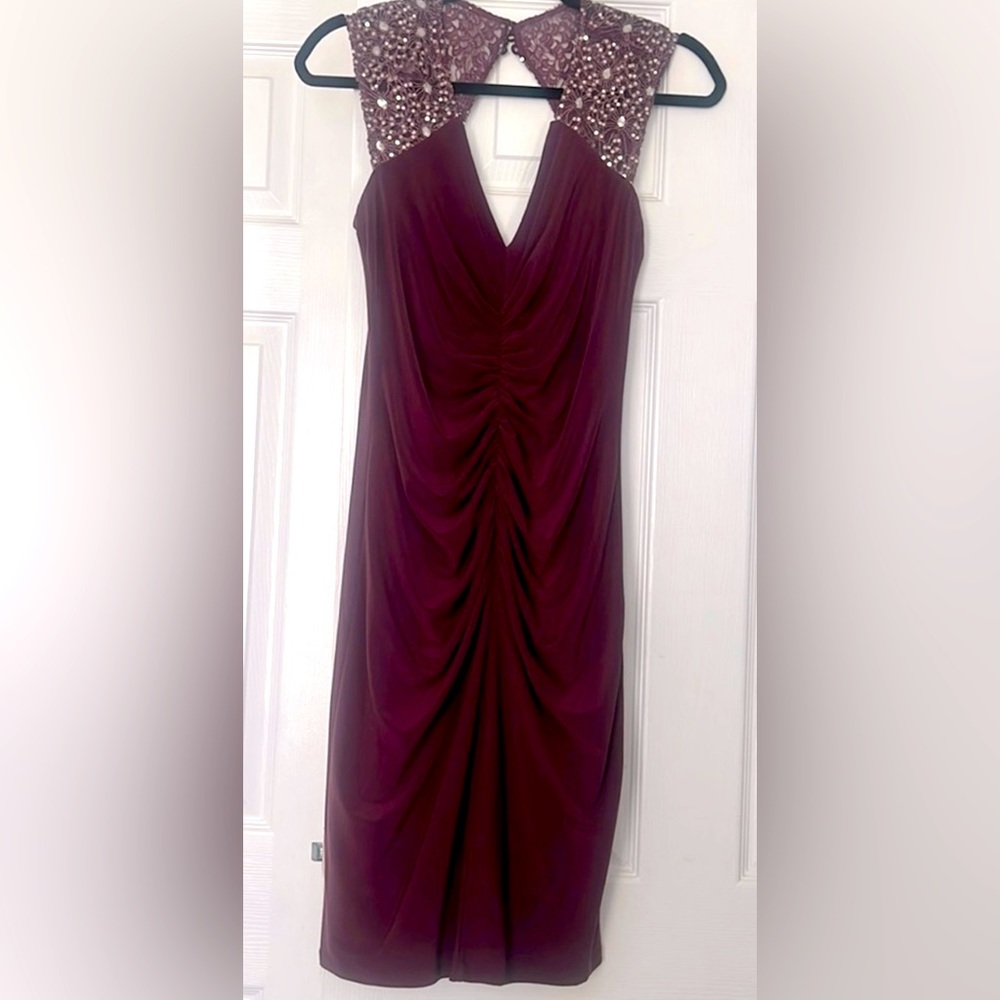 NWT--One By Eight-Sleeveless beaded, laced and sequins- mauve dress -Siz…